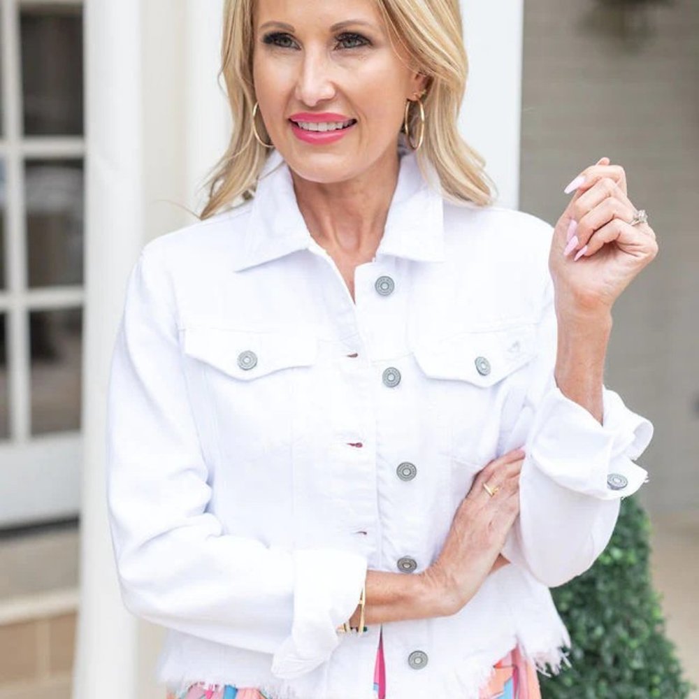 Distressed White denim Jacket